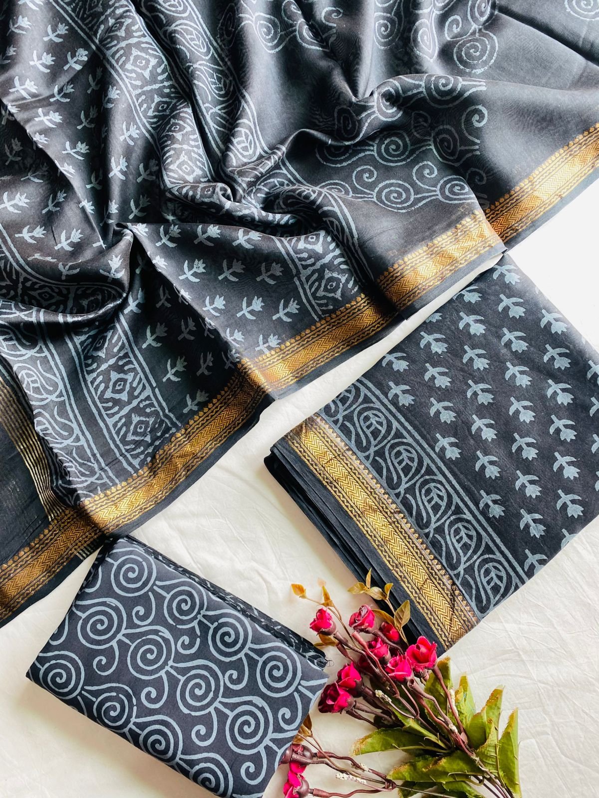 Maheshwari Hand Block Printed Suit