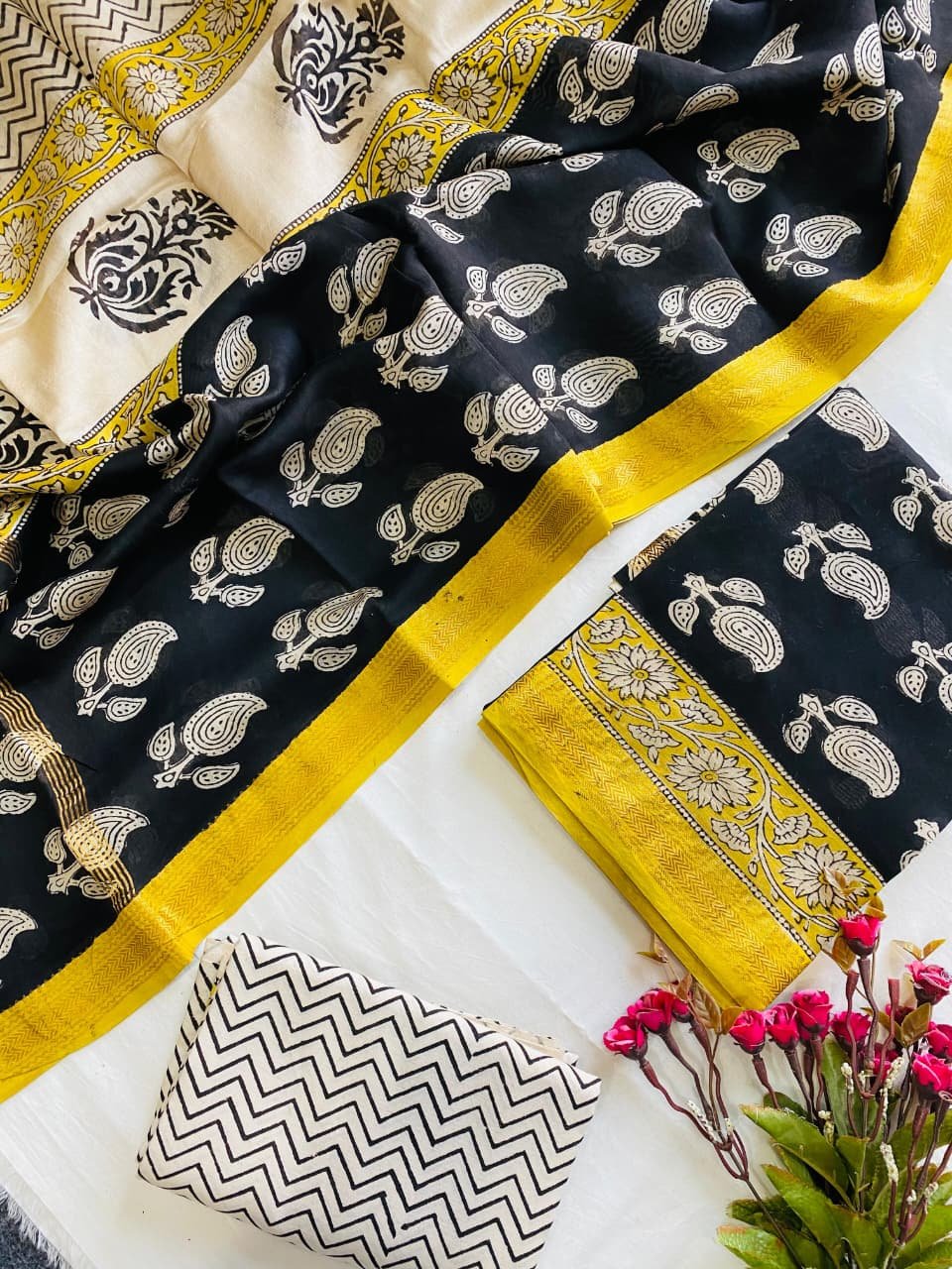 Maheshwari Hand Block Printed Suit