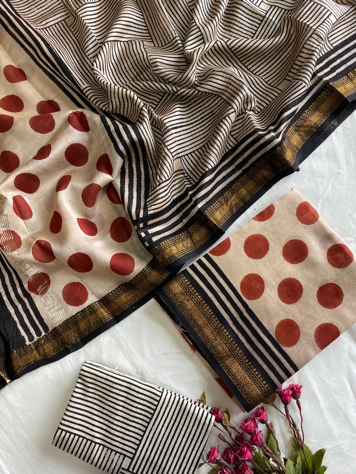 Maheshwari Hand Block Printed Suit