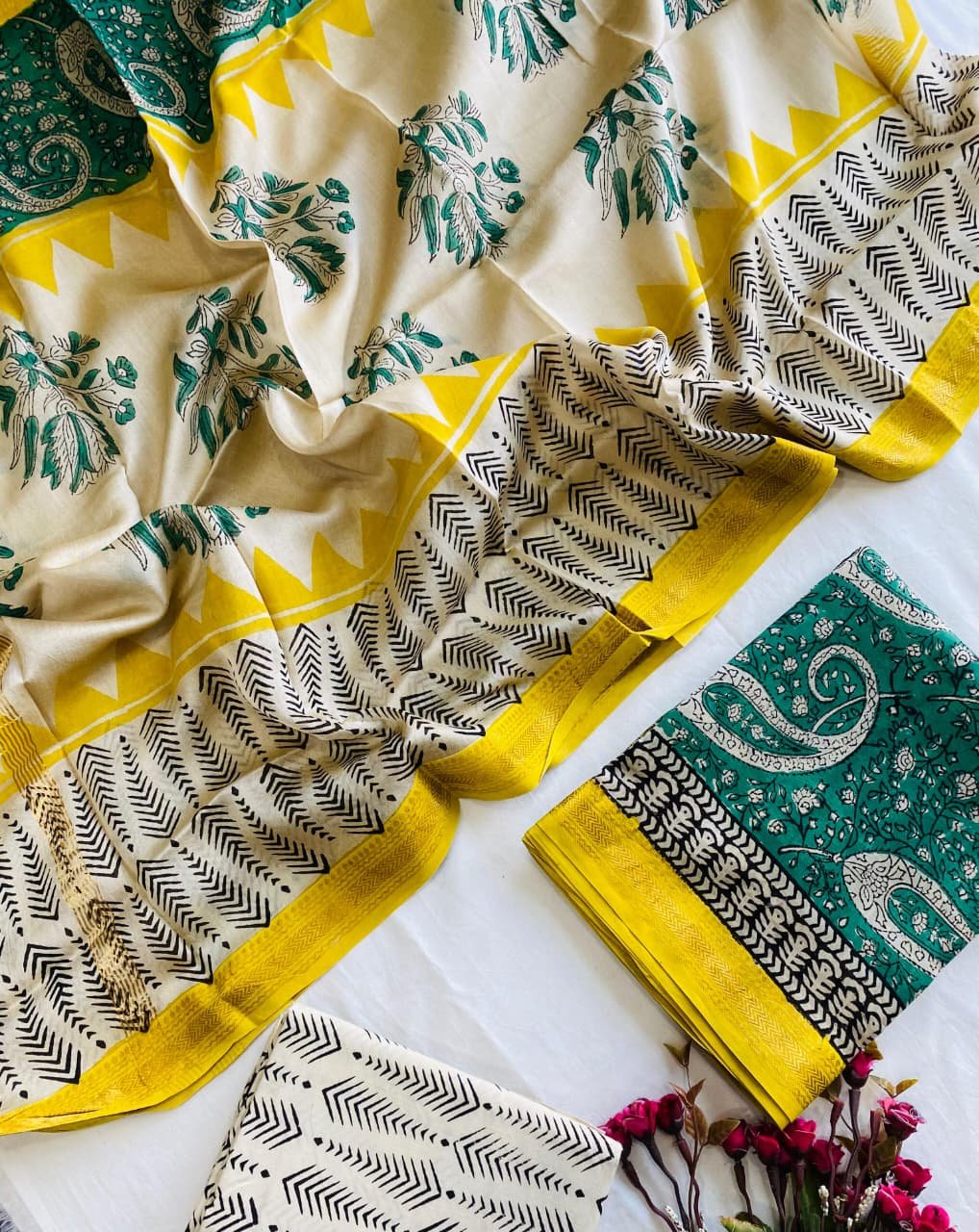 Maheshwari Hand Block Printed Suit