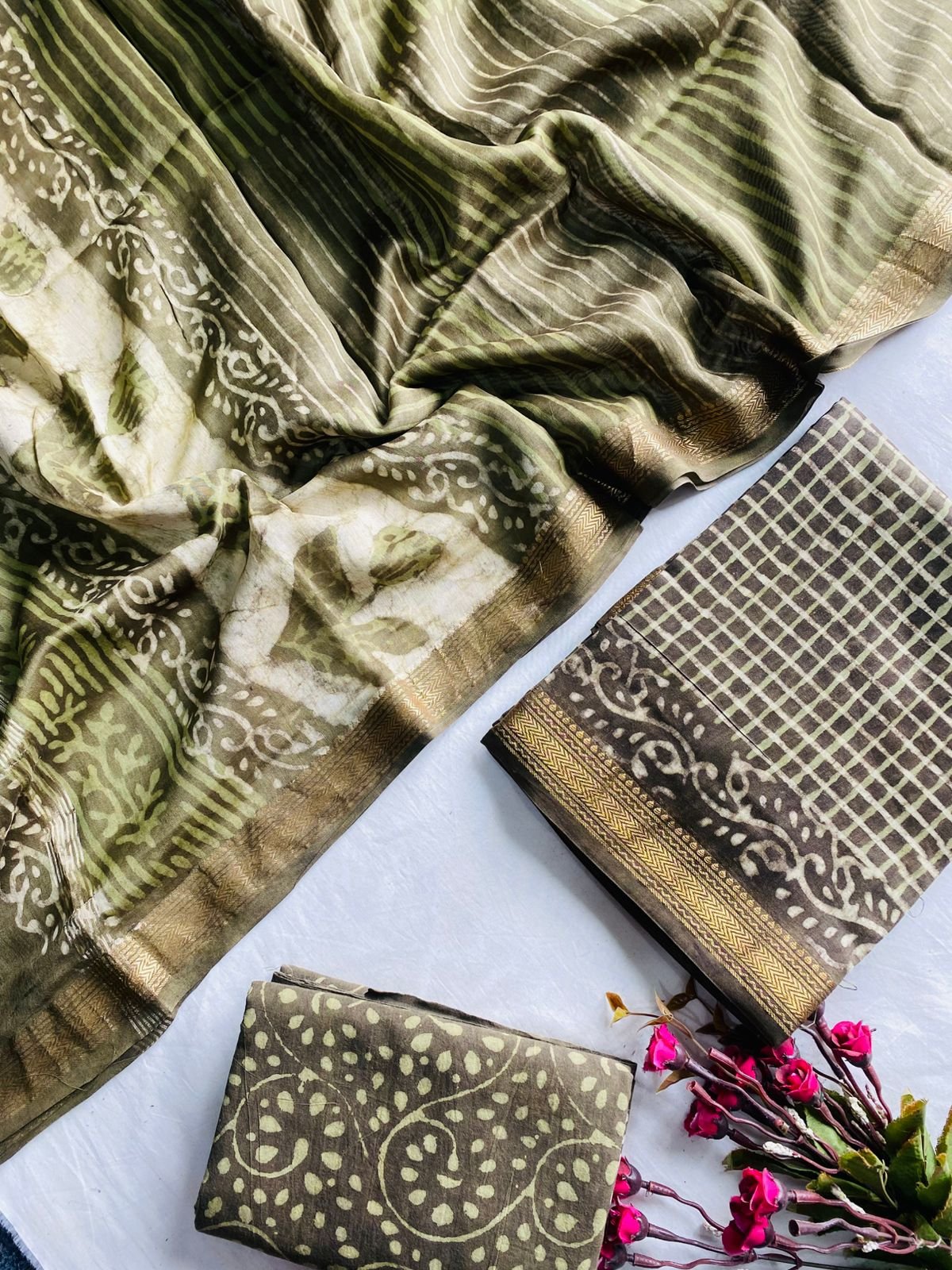 Maheshwari Hand Block Printed Suit