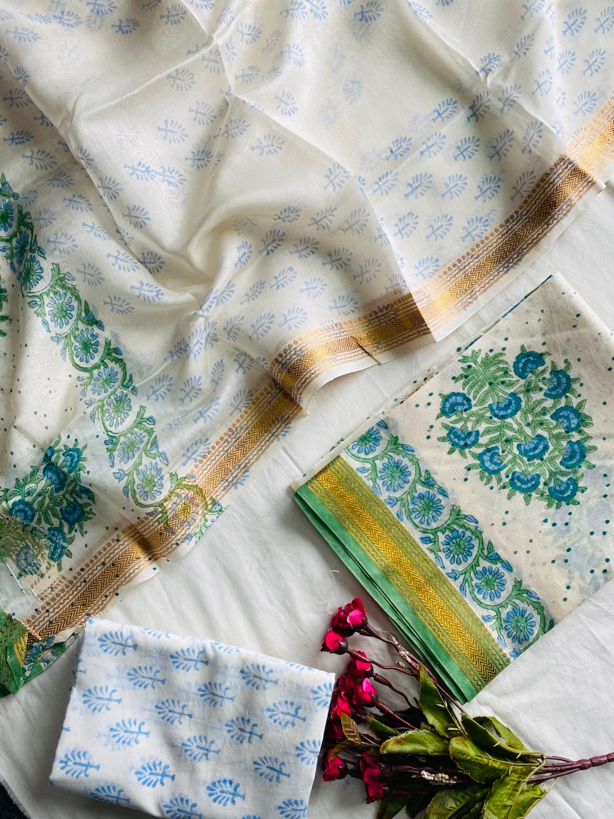 Maheshwari Hand Block Printed Suit