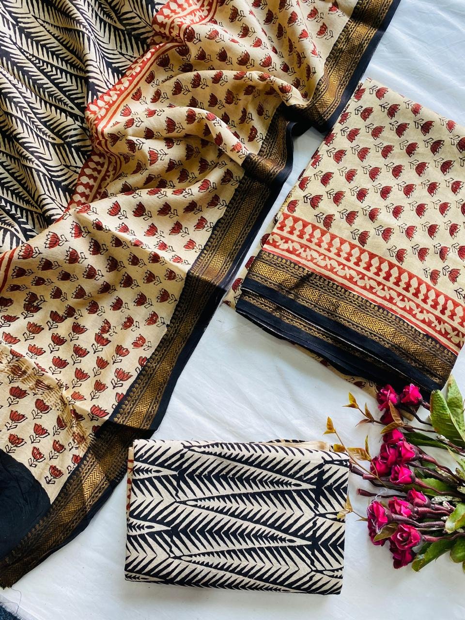 Maheshwari Hand Block Printed Suit