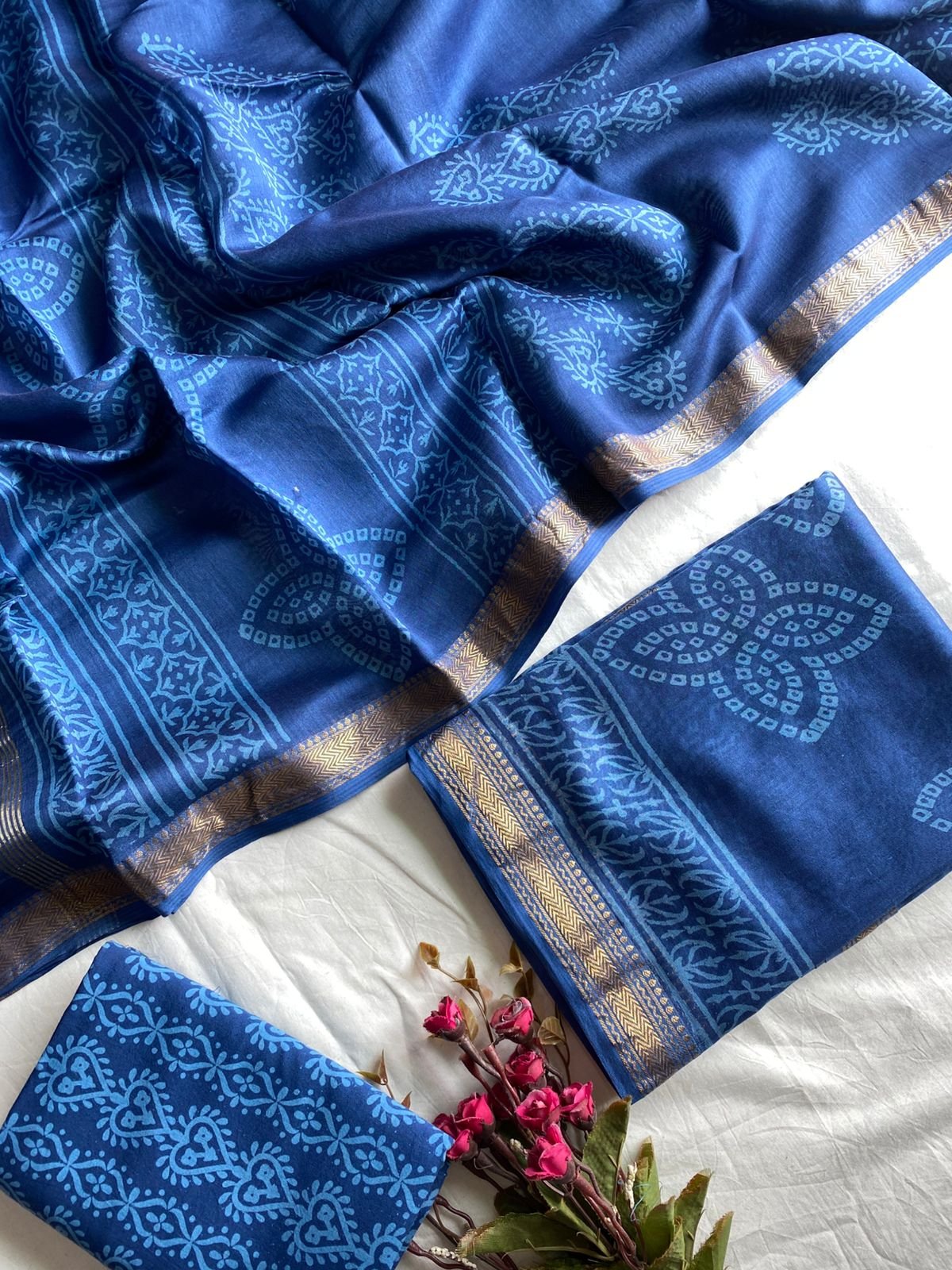 Maheshwari Hand Block Printed Suit