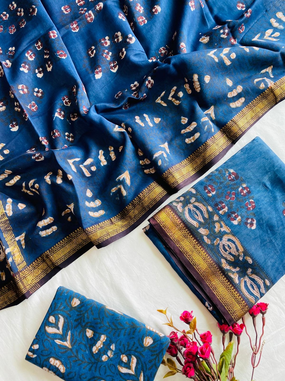 Maheshwari Hand Block Printed Suit