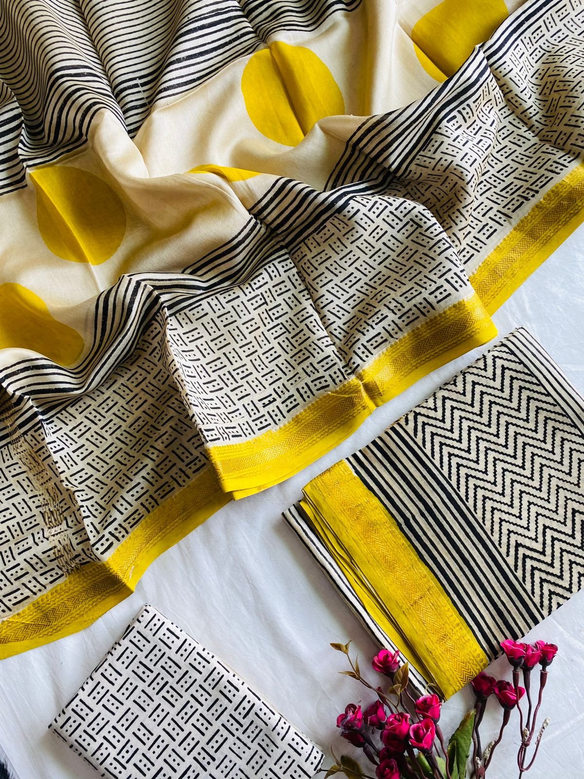 Maheshwari Hand Block Printed Suit