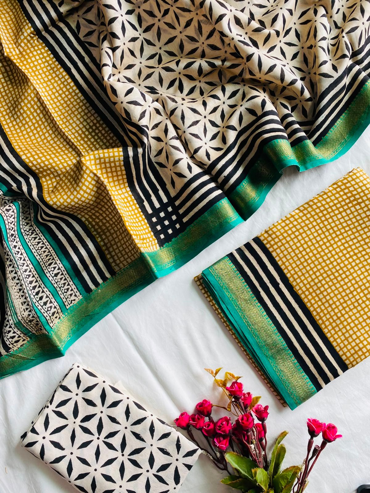 Maheshwari Hand Block Printed Suit