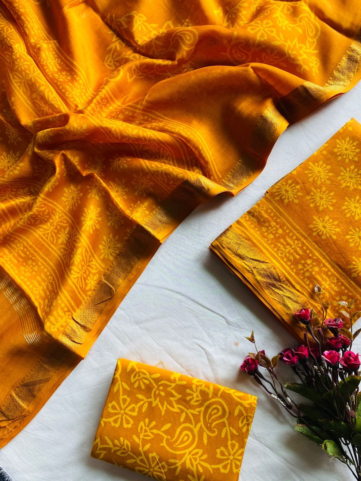 Maheshwari Hand Block Printed Suit