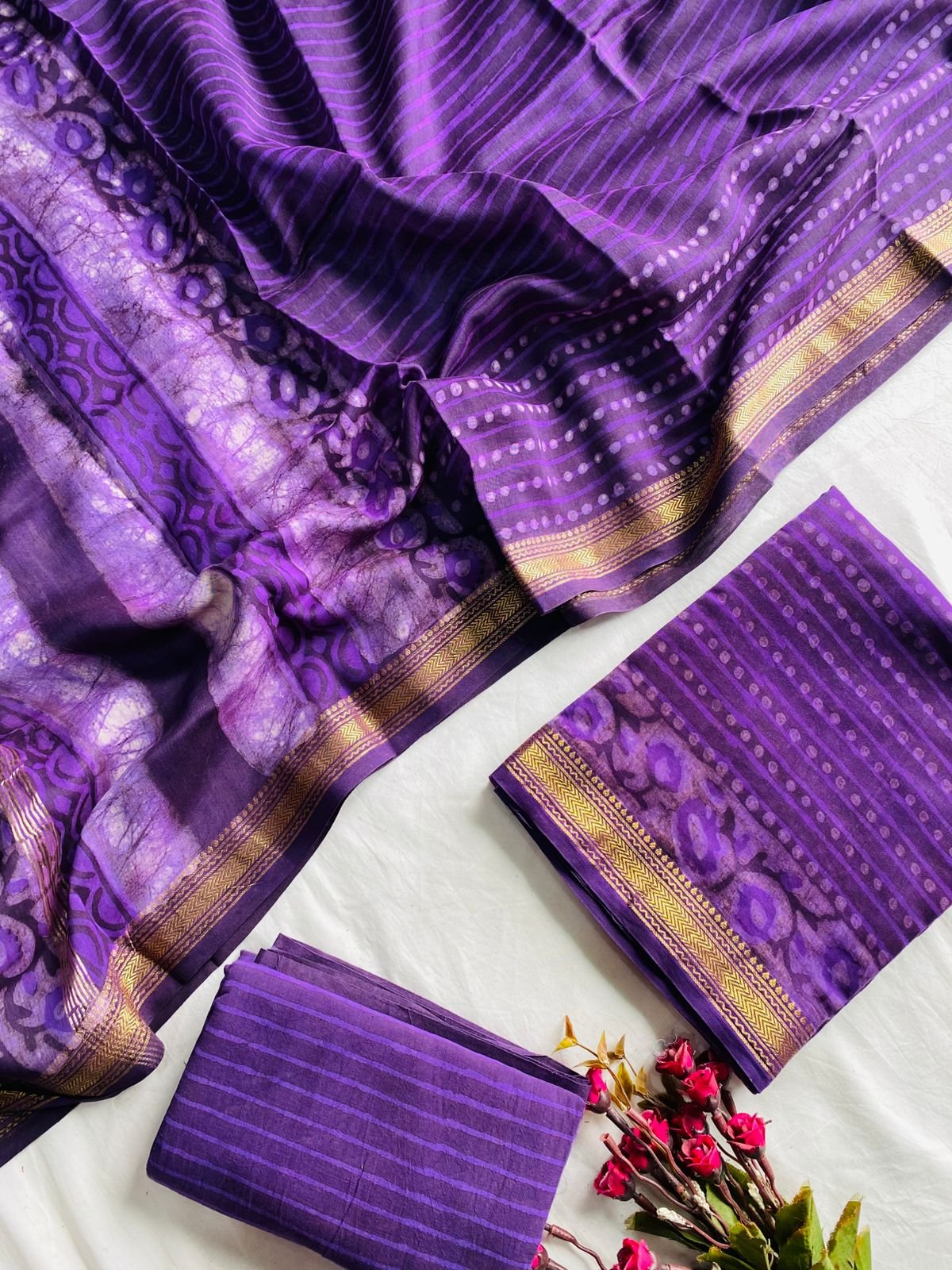 Maheshwari Hand Block Printed Suit