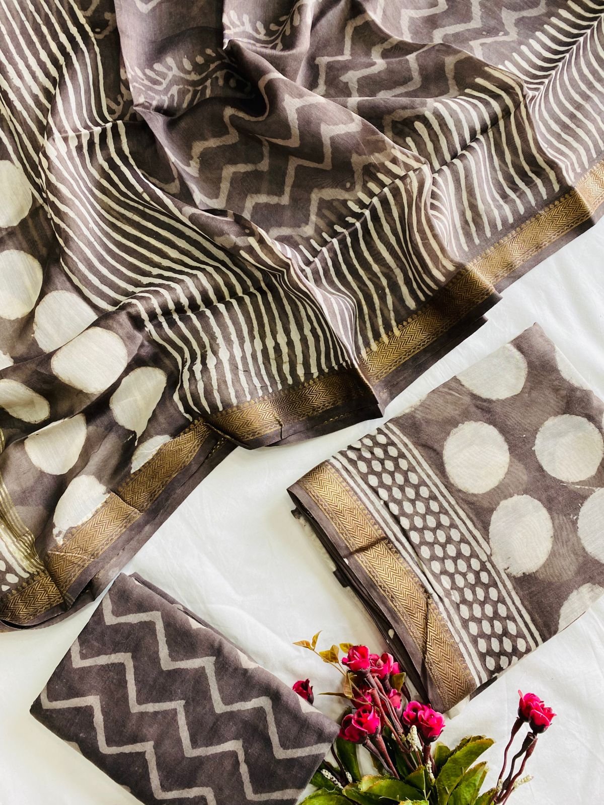 Maheshwari Hand Block Printed Suit