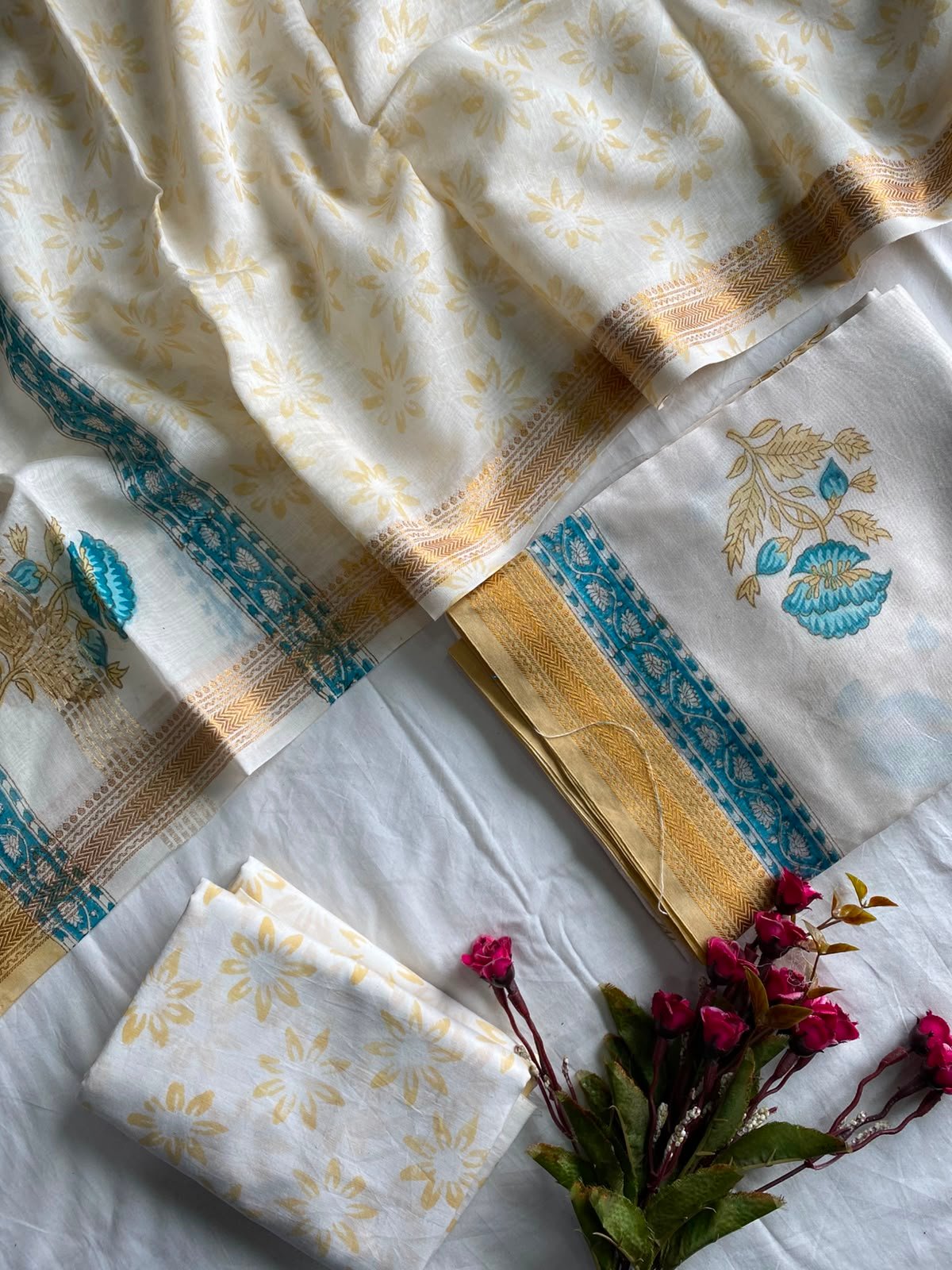 Maheshwari Hand Block Printed Suit