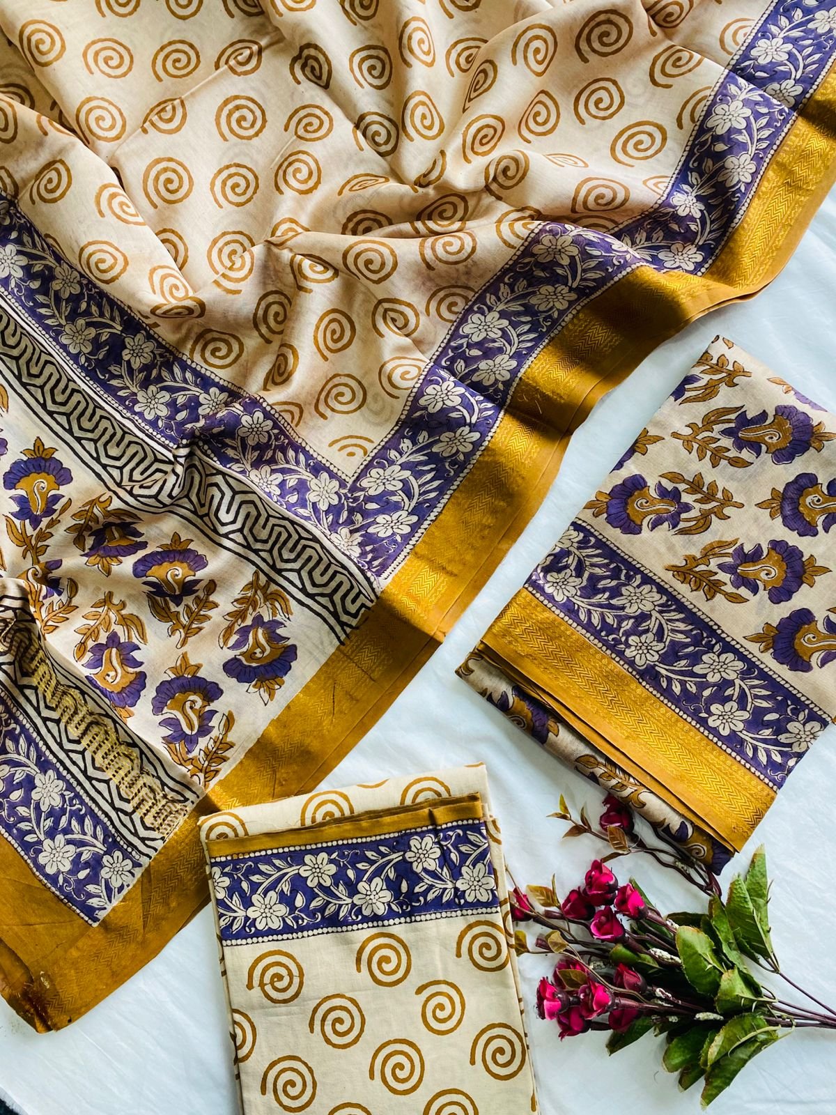 Maheshwari Hand Block Printed Suit