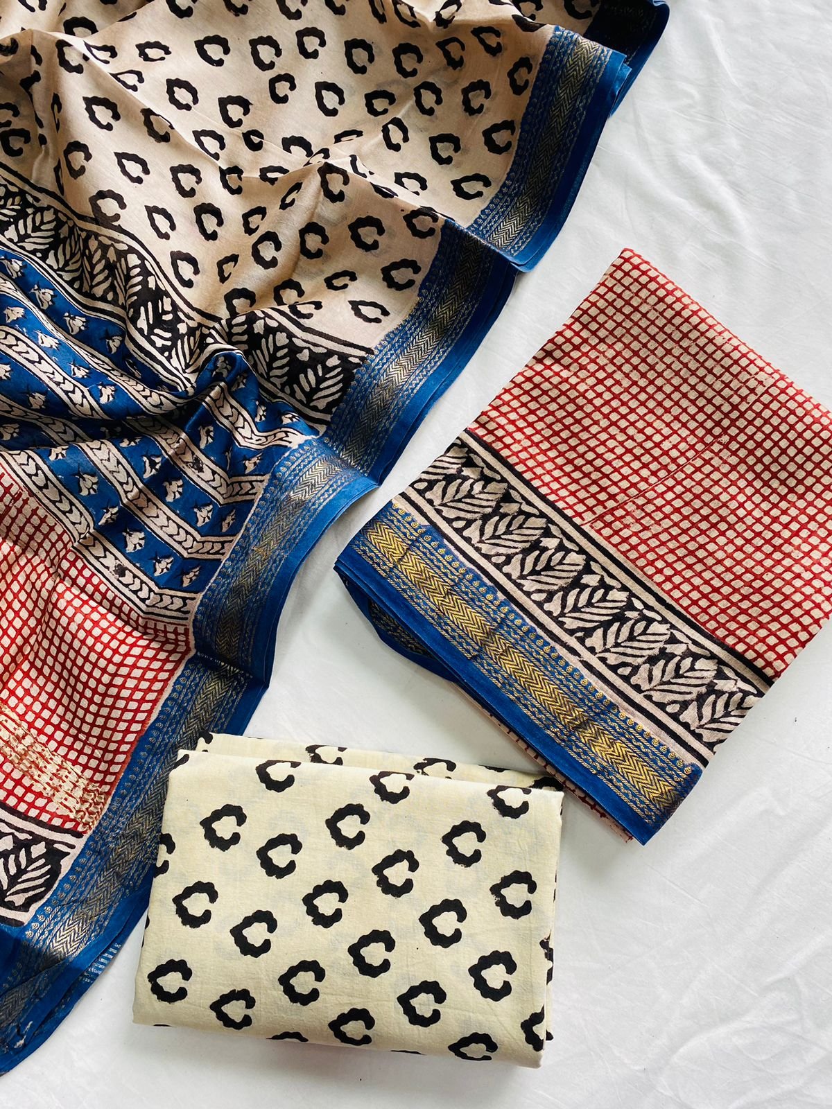 Maheshwari Hand Block Printed Suit