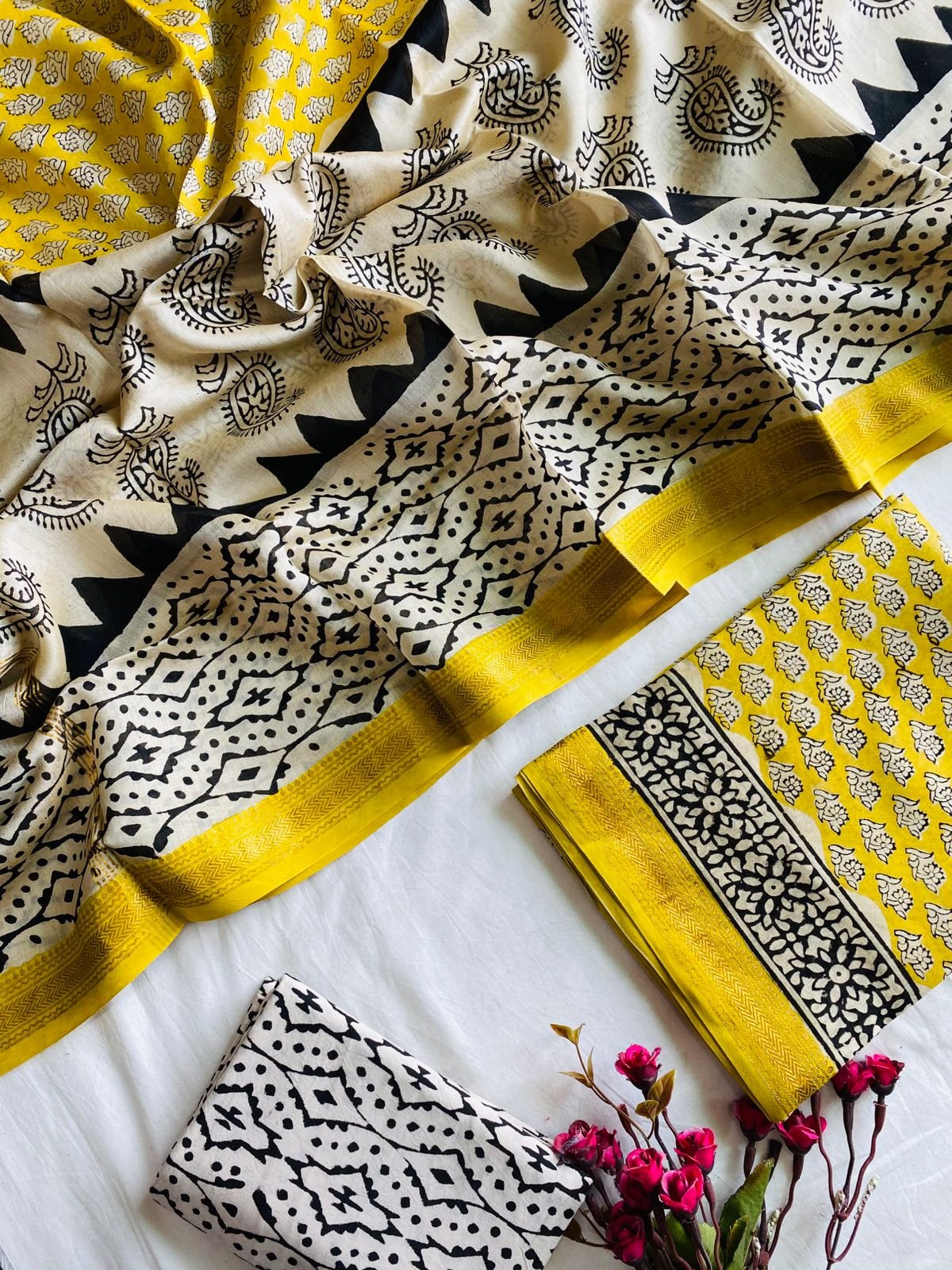 Maheshwari Hand Block Printed Suit