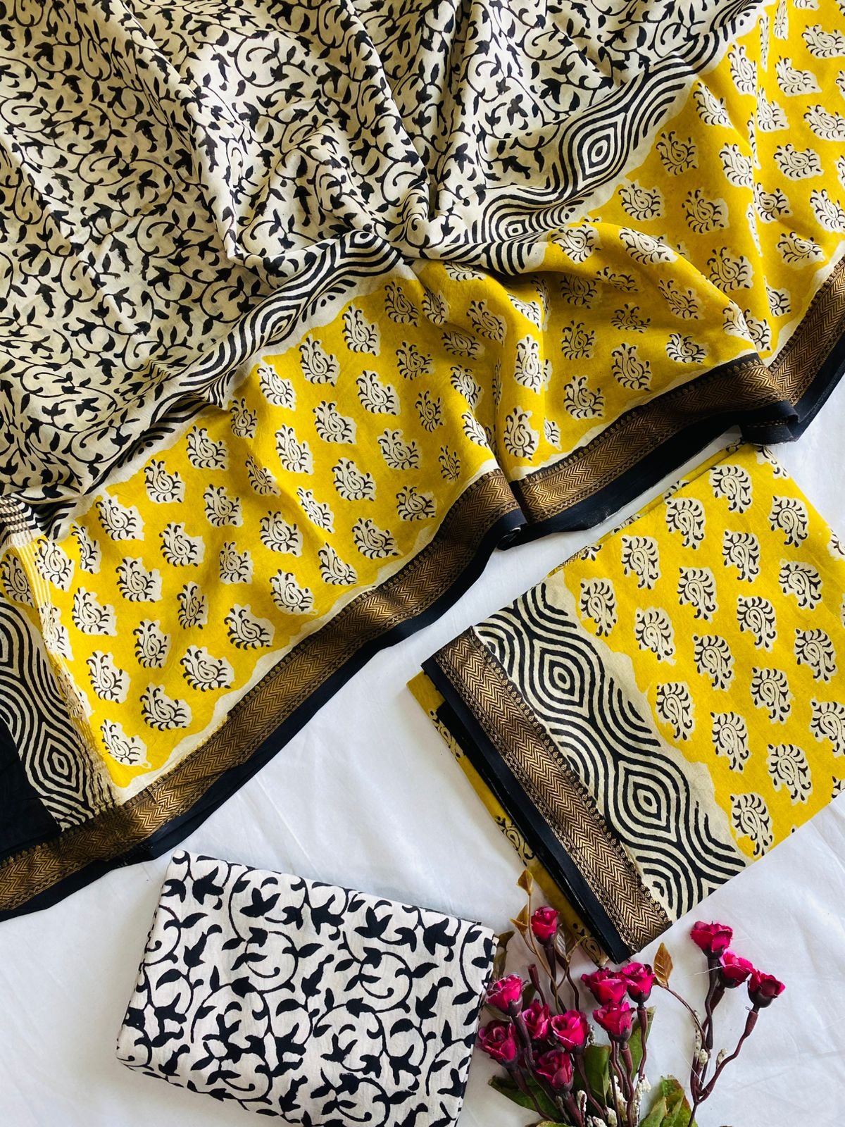 Maheshwari Hand Block Printed Suit
