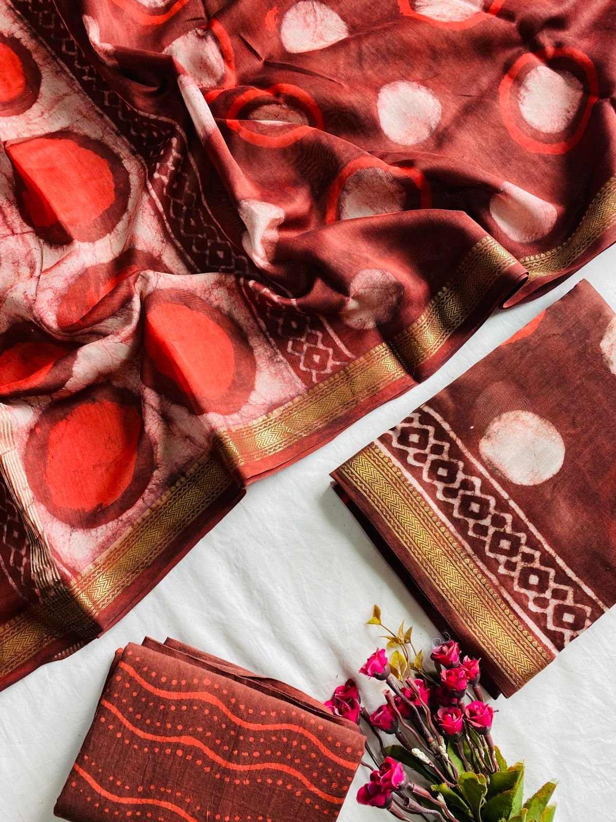 Maheshwari Hand Block Printed Suit