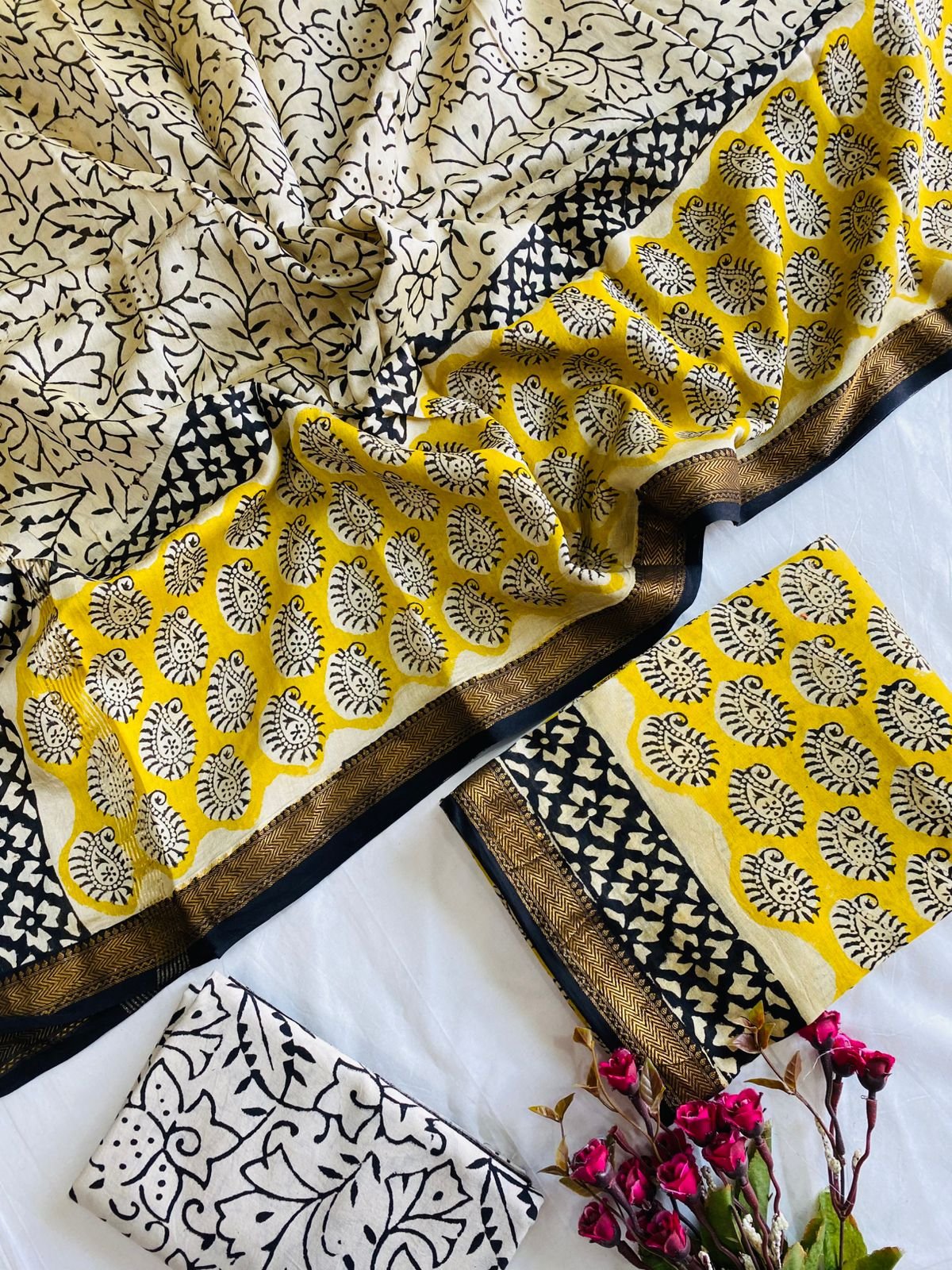 Maheshwari Hand Block Printed Suit