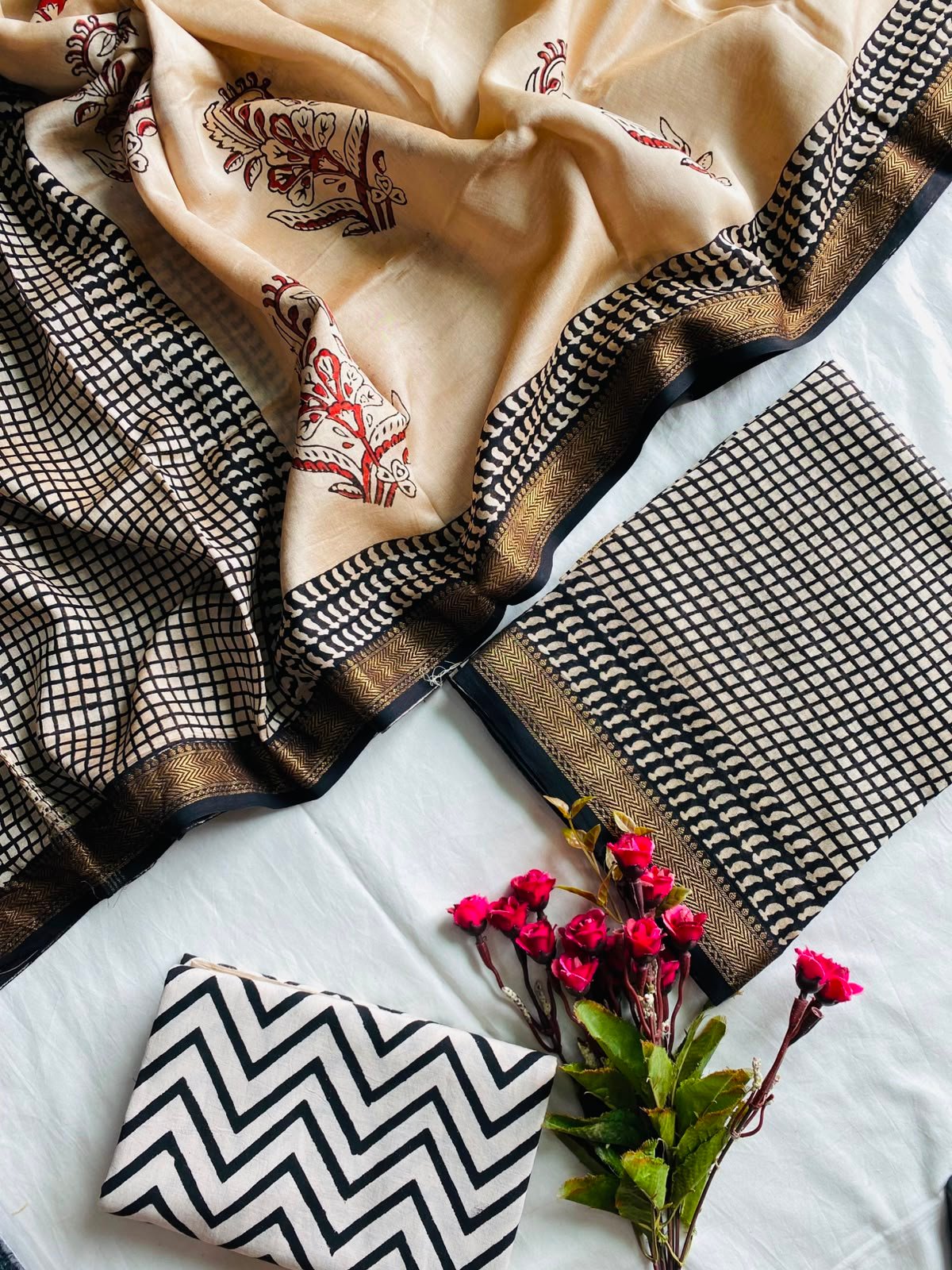 Maheshwari Hand Block Printed Suit