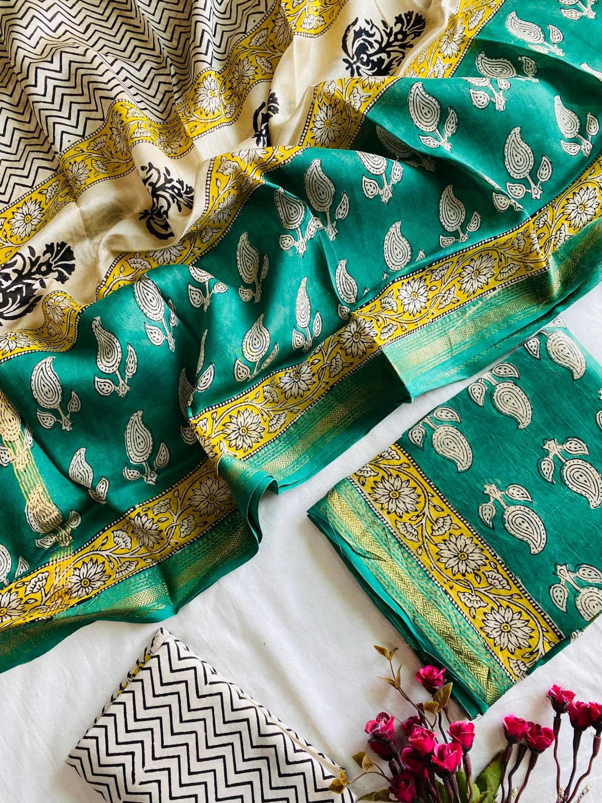 Maheshwari Hand Block Printed Suit