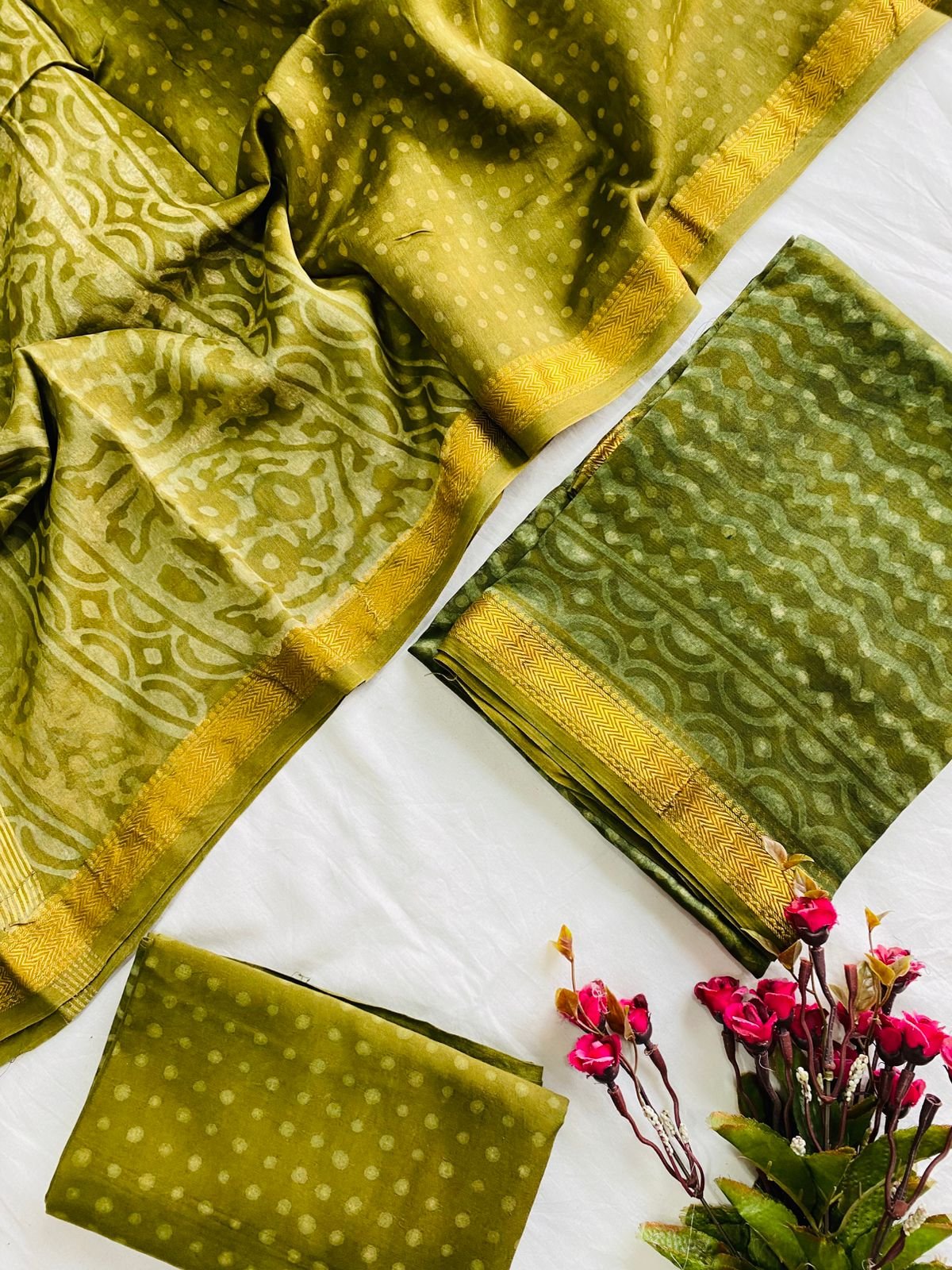 Maheshwari Hand Block Printed Suit
