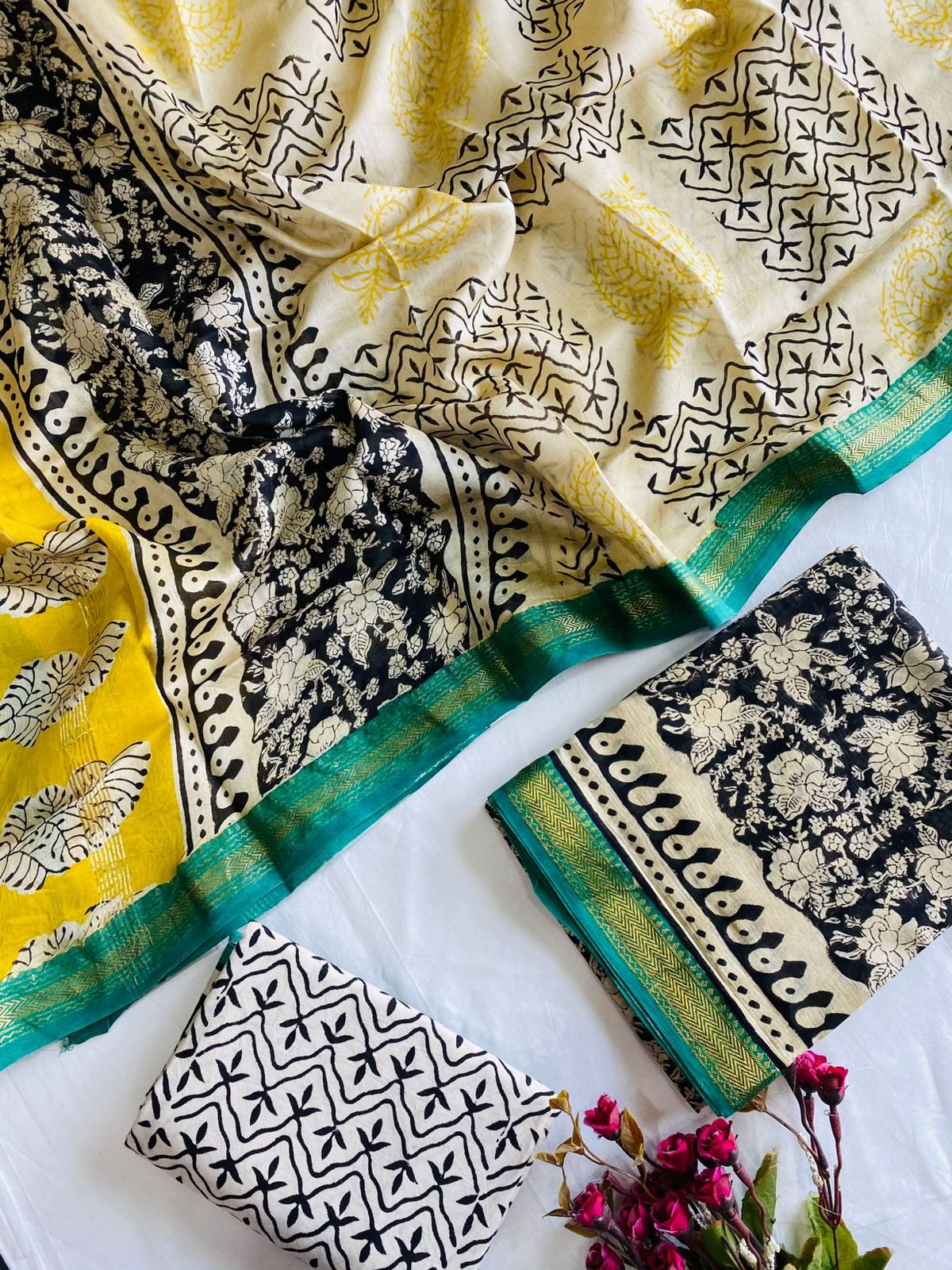 Maheshwari Hand Block Printed Suit