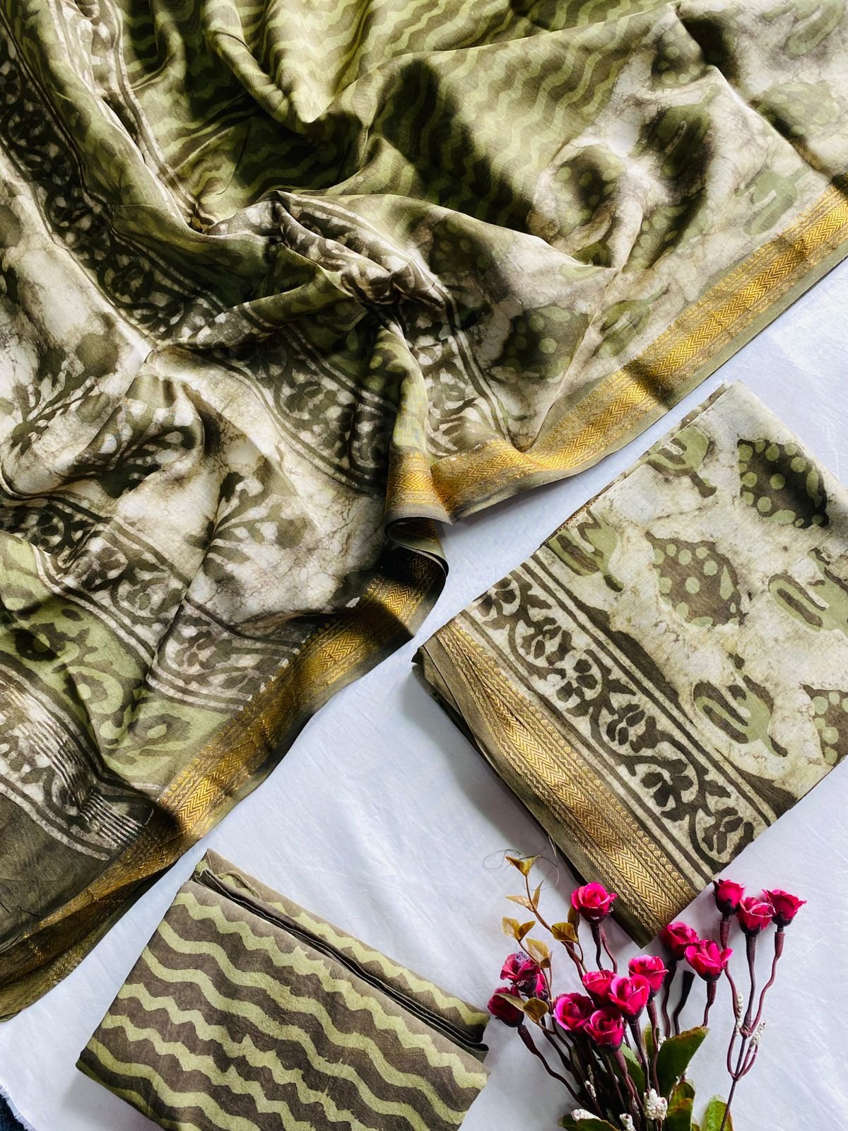 Maheshwari Hand Block Printed Suit
