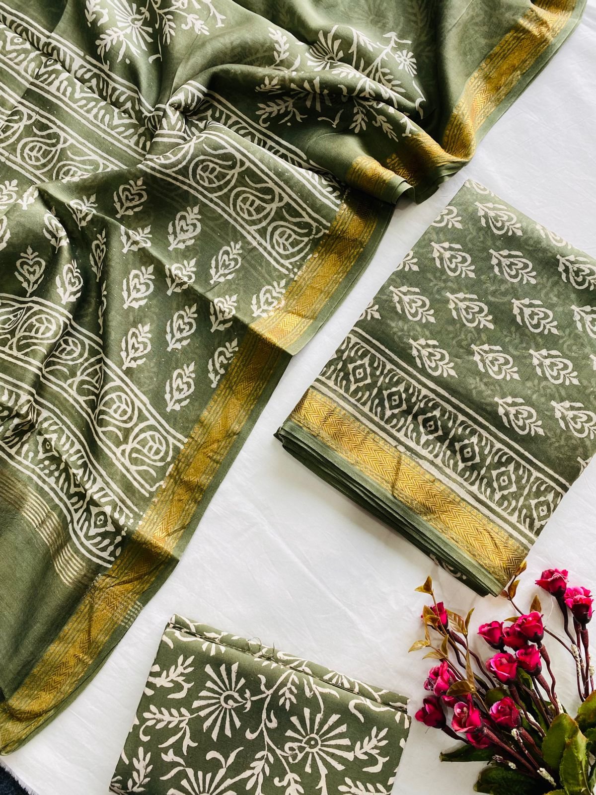 Maheshwari Hand Block Printed Suit