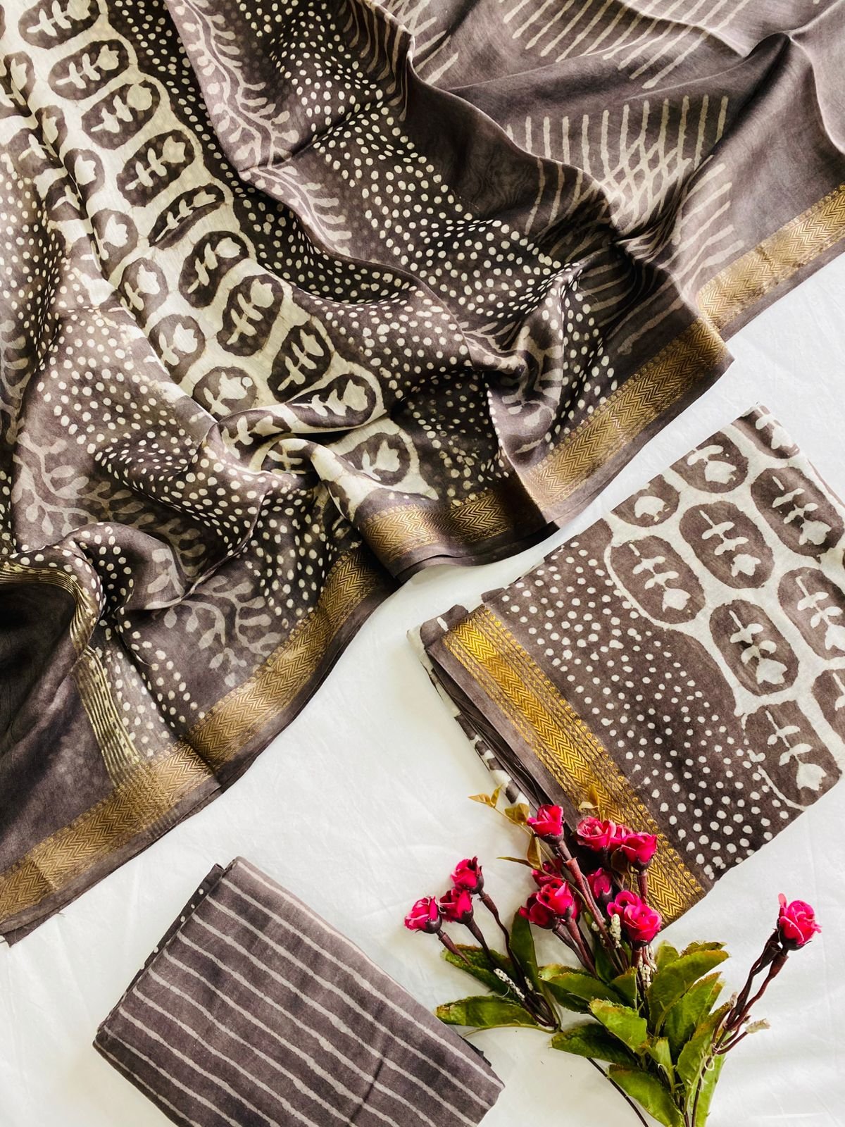 Maheshwari Hand Block Printed Suit