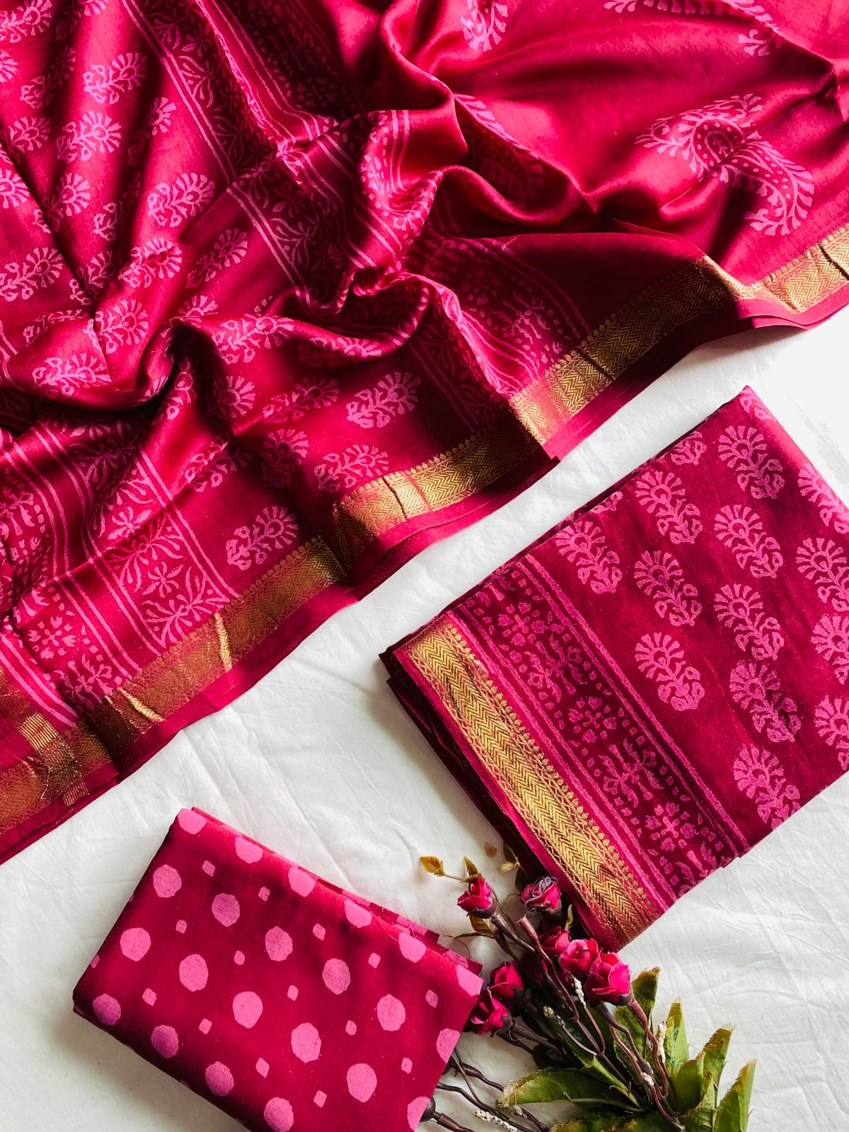 Maheshwari Hand Block Printed Suit