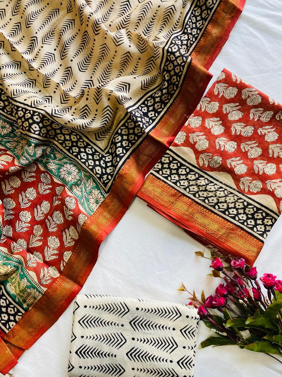 Maheshwari Hand Block Printed Suit