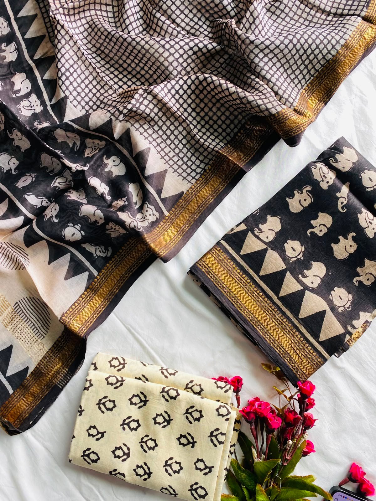 Maheshwari Hand Block Printed Suit