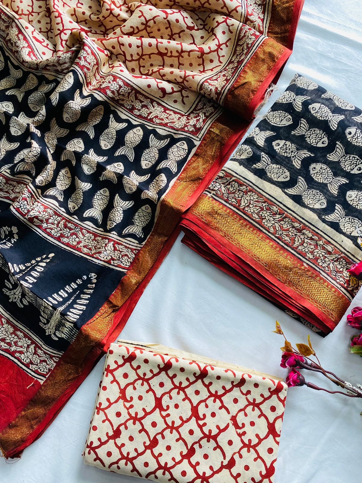 Maheshwari Hand Block Printed Suit