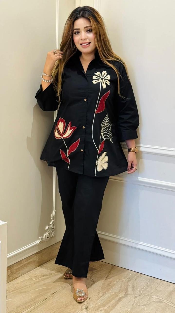 Cotton Embroidered Cord Set