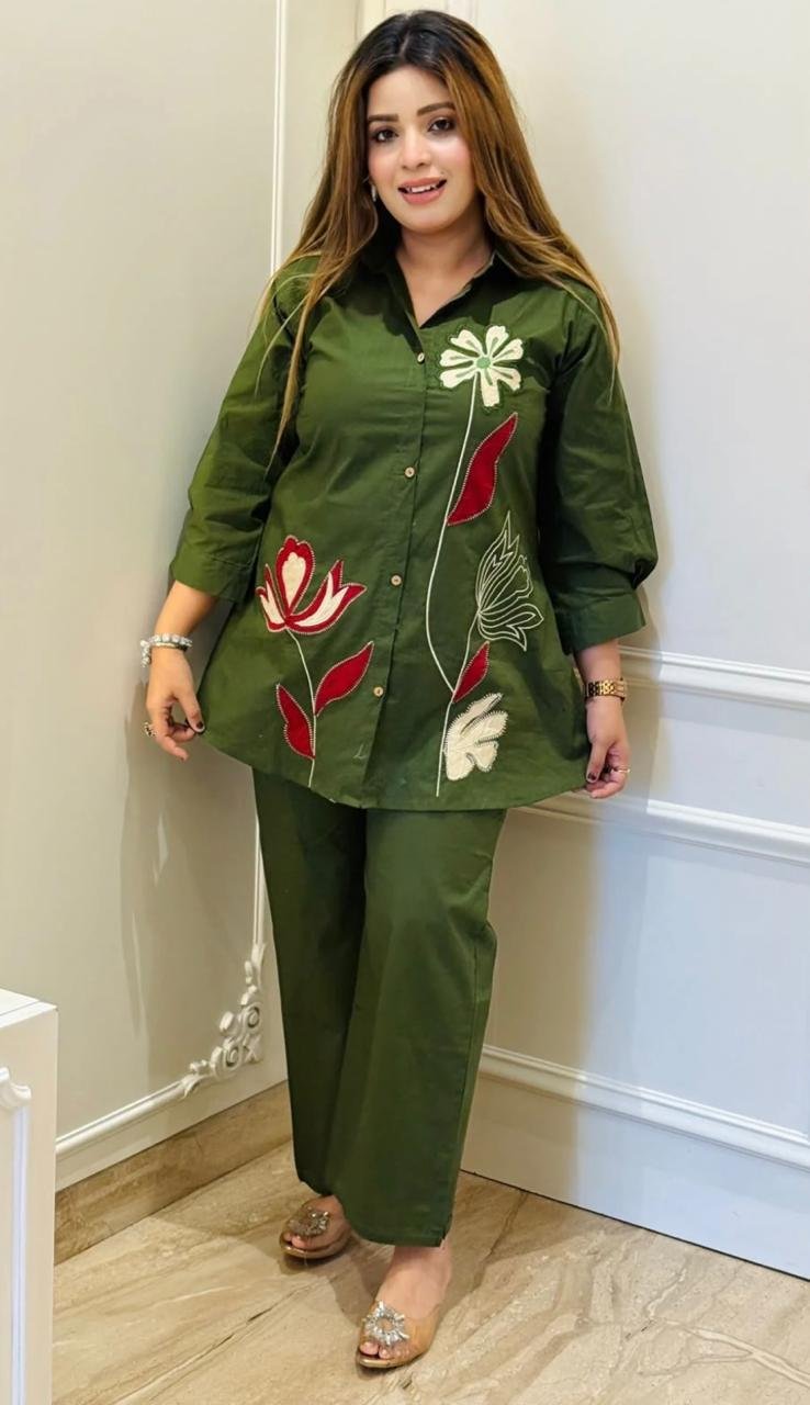 Cotton Embroidered Cord Set