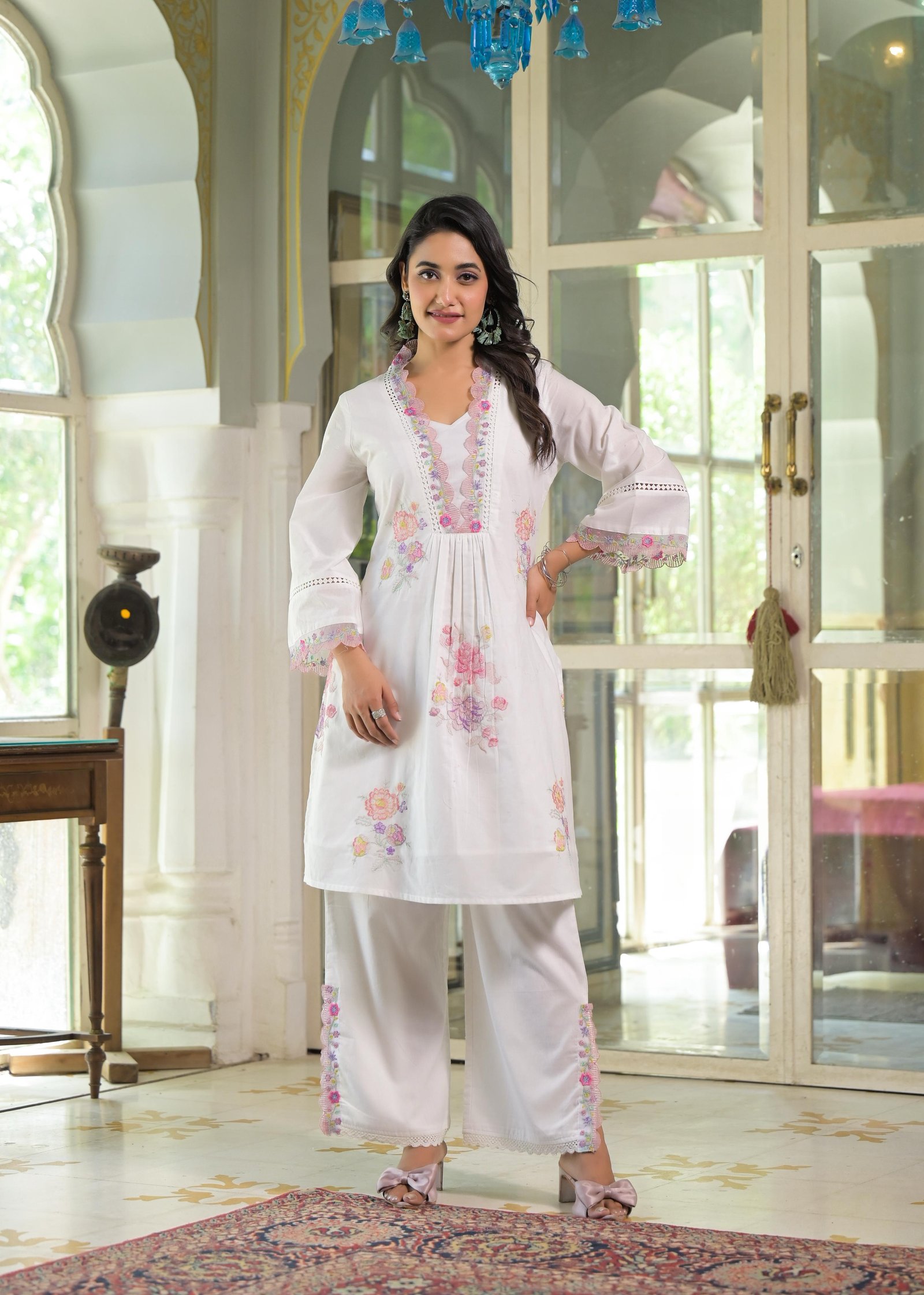 Cotton Embroidered Cord Set