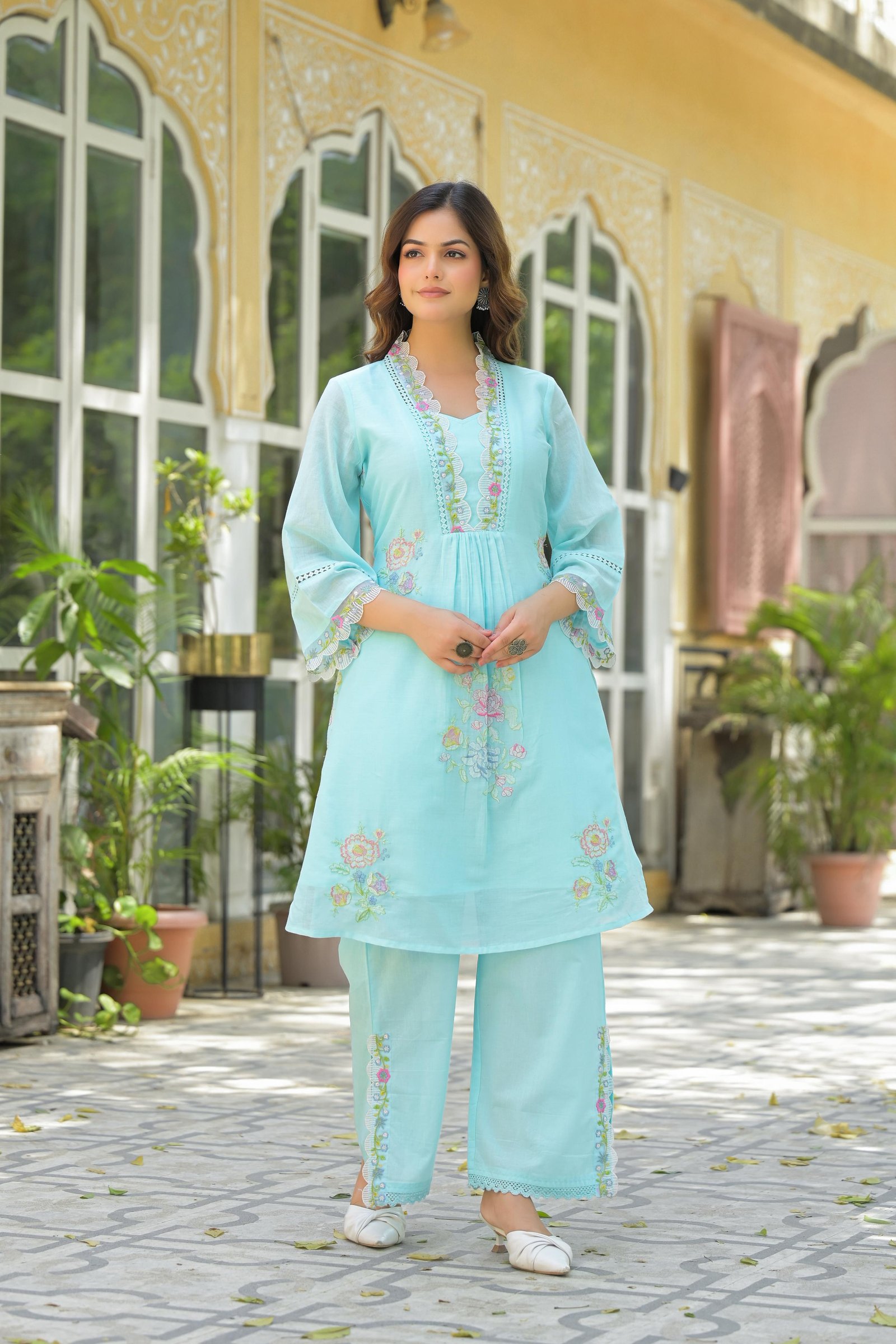 Cotton Embroidered Cord Set