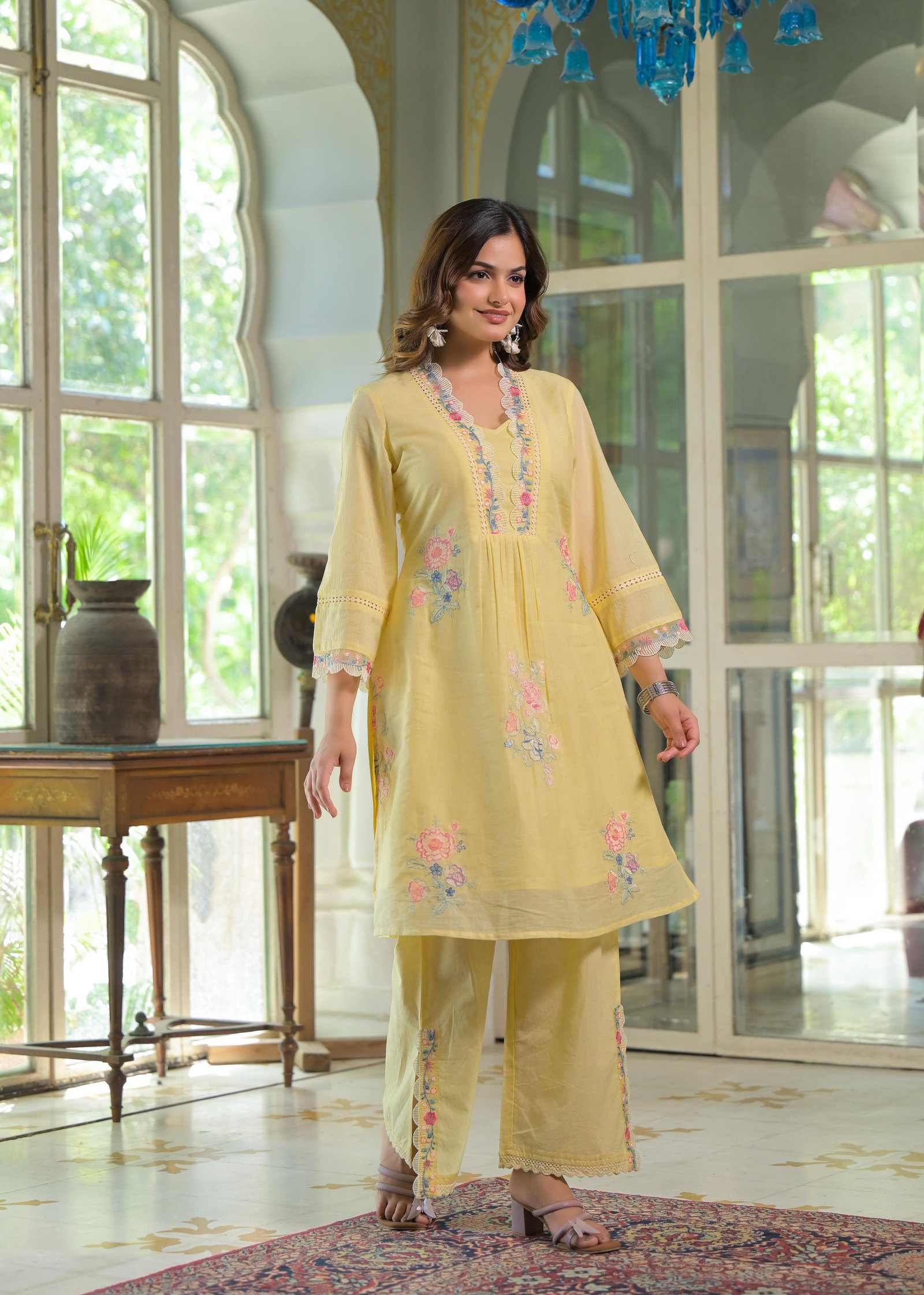 Cotton Embroidered Cord Set