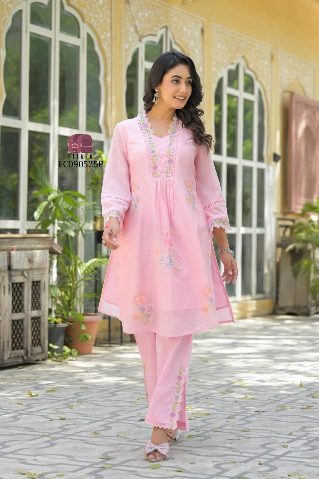 Cotton Embroidered Cord Set