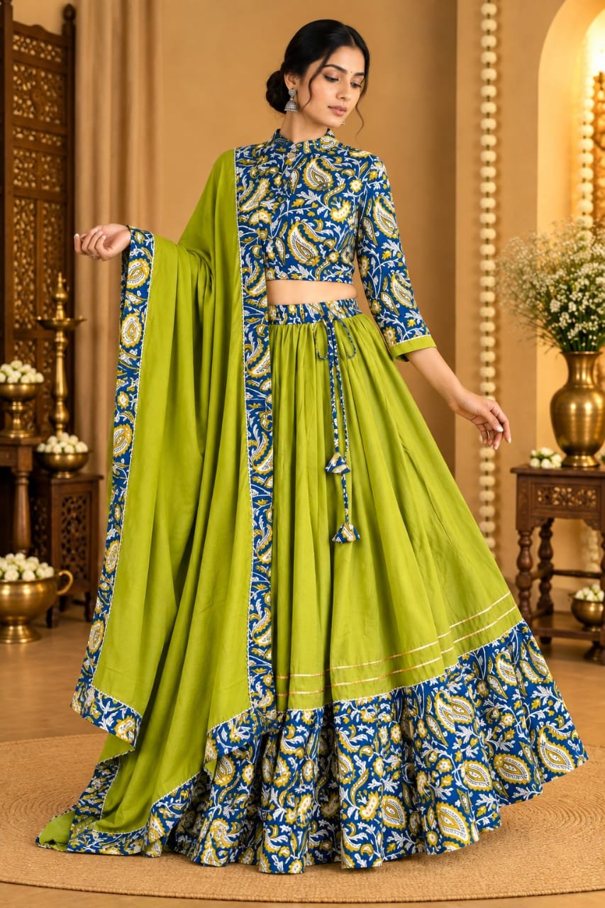 Cotton Printed Lehenga Choli Set