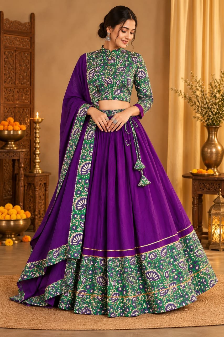 Cotton Printed Lehenga Choli Set