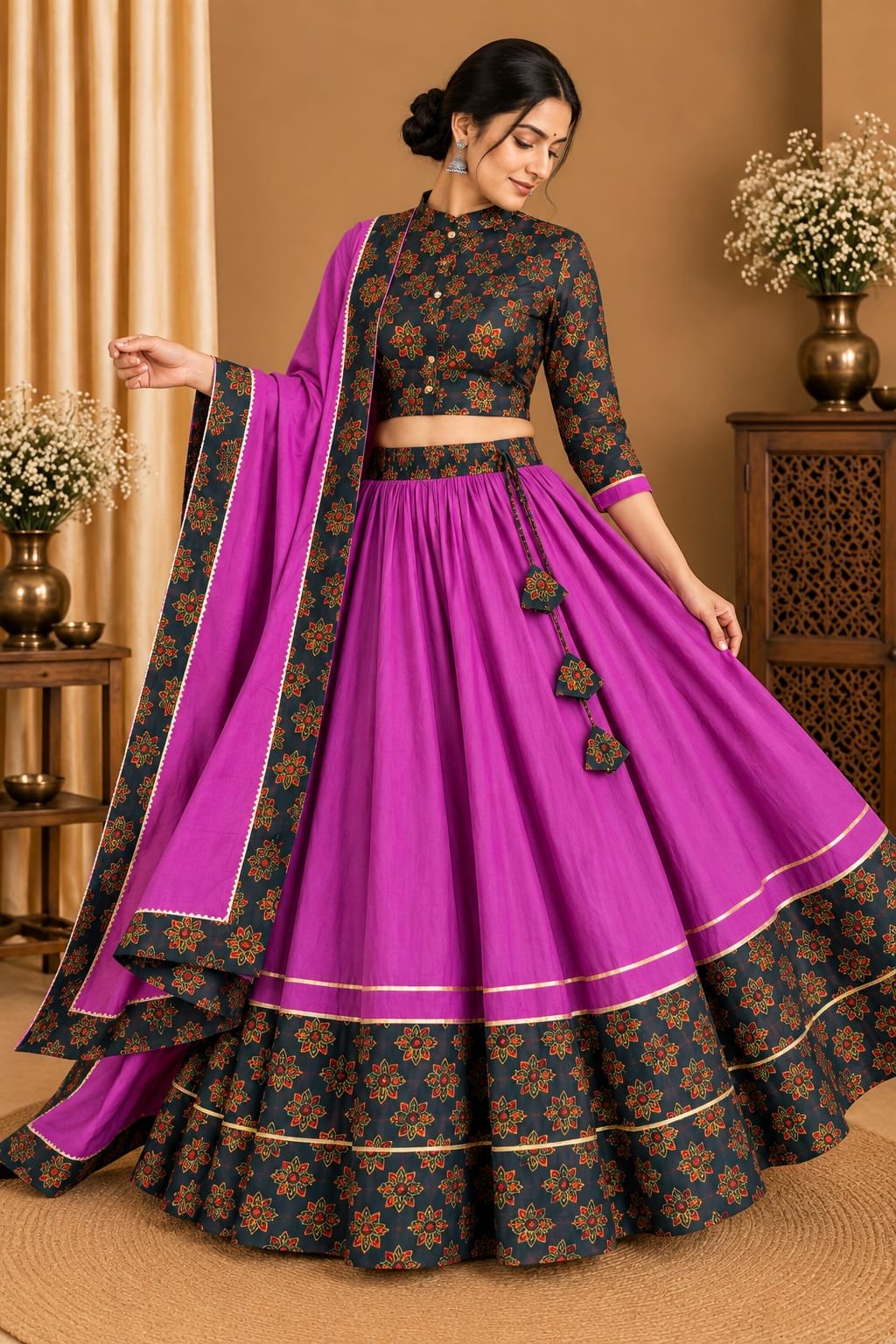 Cotton Printed Lehenga Choli Set