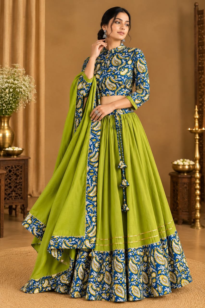 Cotton Printed Lehenga Choli Set