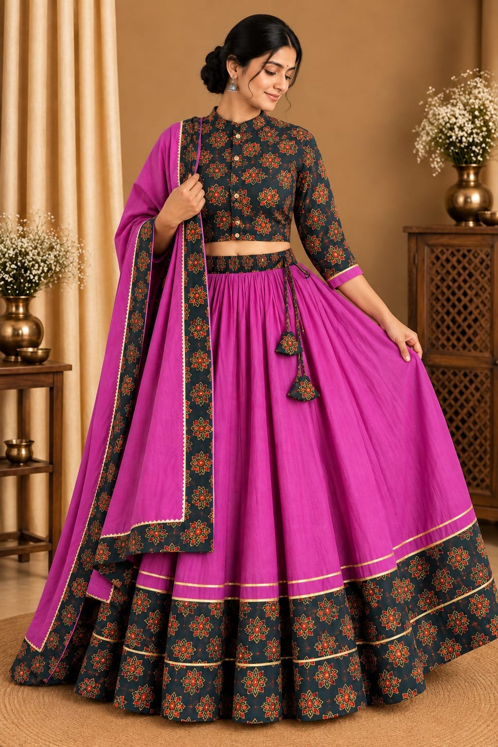 Cotton Printed Lehenga Choli Set