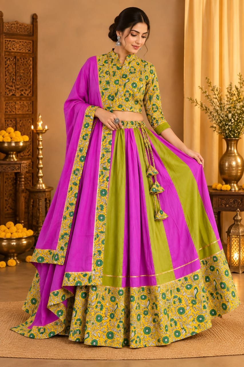 Cotton Printed Lehenga Choli Set