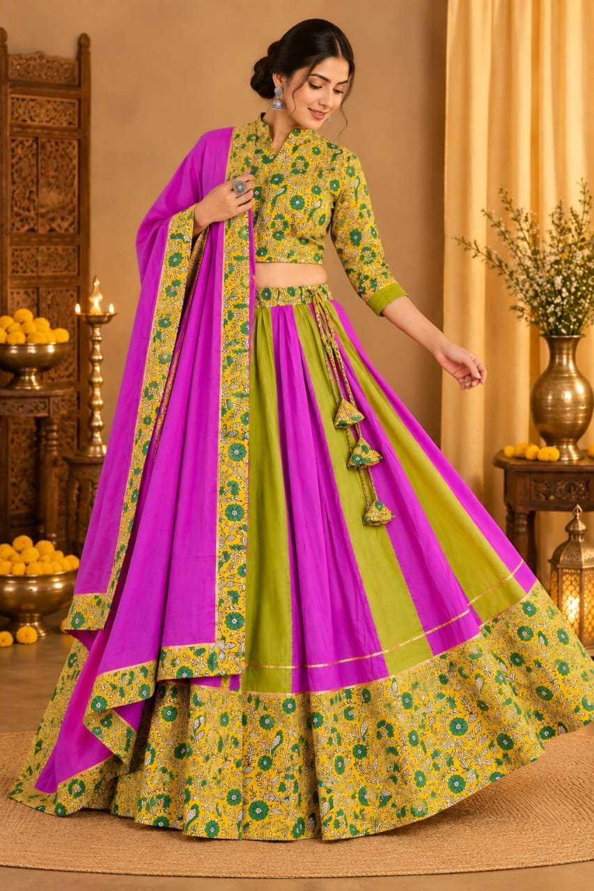 Cotton Printed Lehenga Choli Set