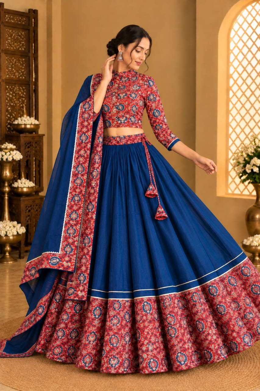 Cotton Printed Lehenga Choli Set