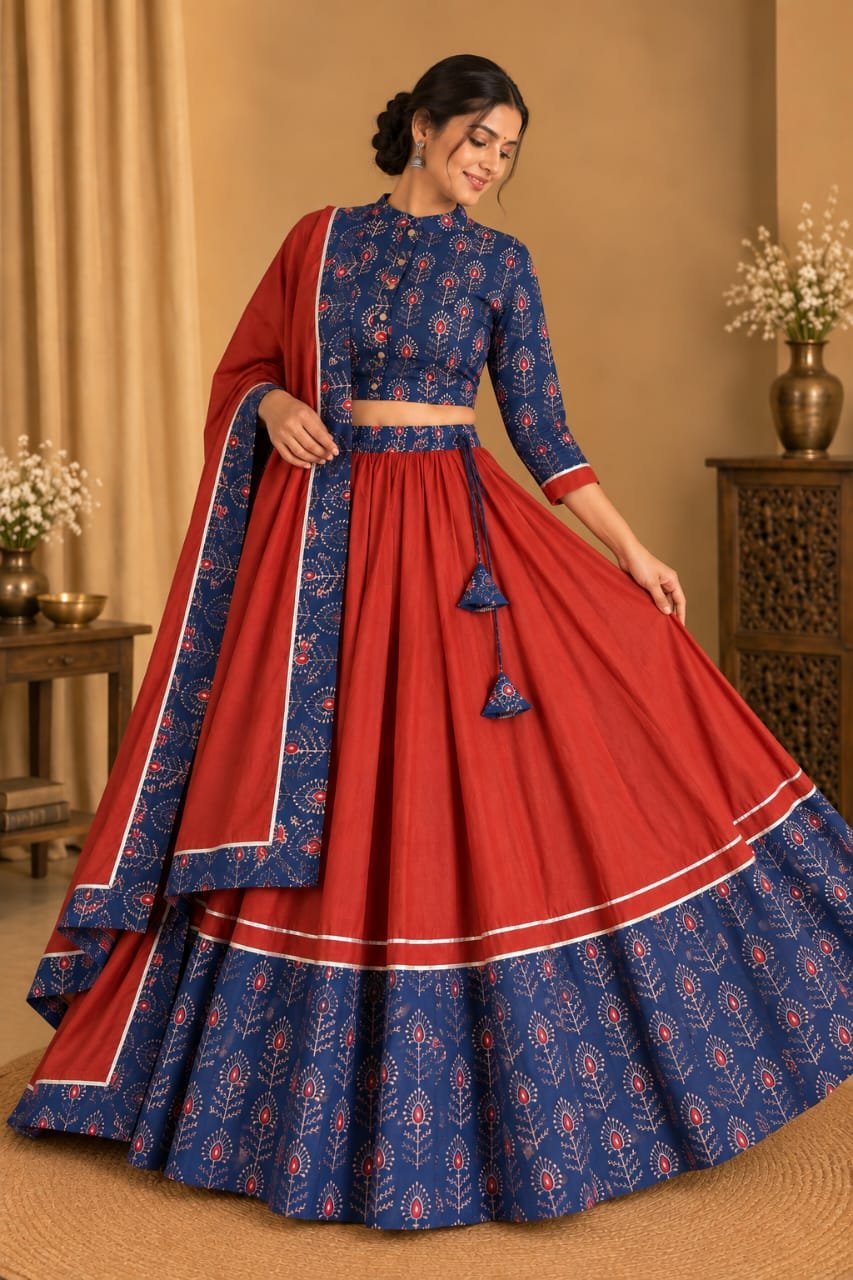 Cotton Printed Lehenga Choli Set