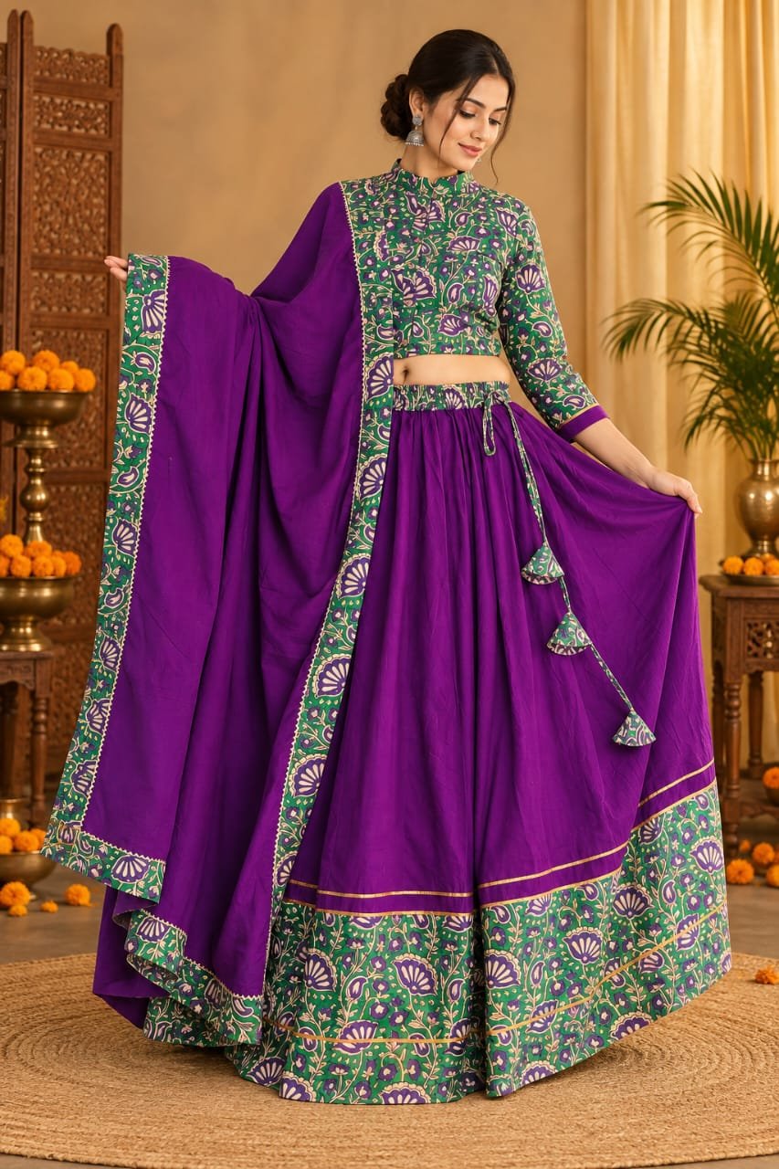 Cotton Printed Lehenga Choli Set
