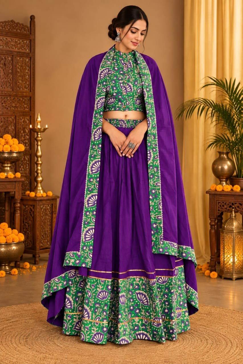 Cotton Printed Lehenga Choli Set