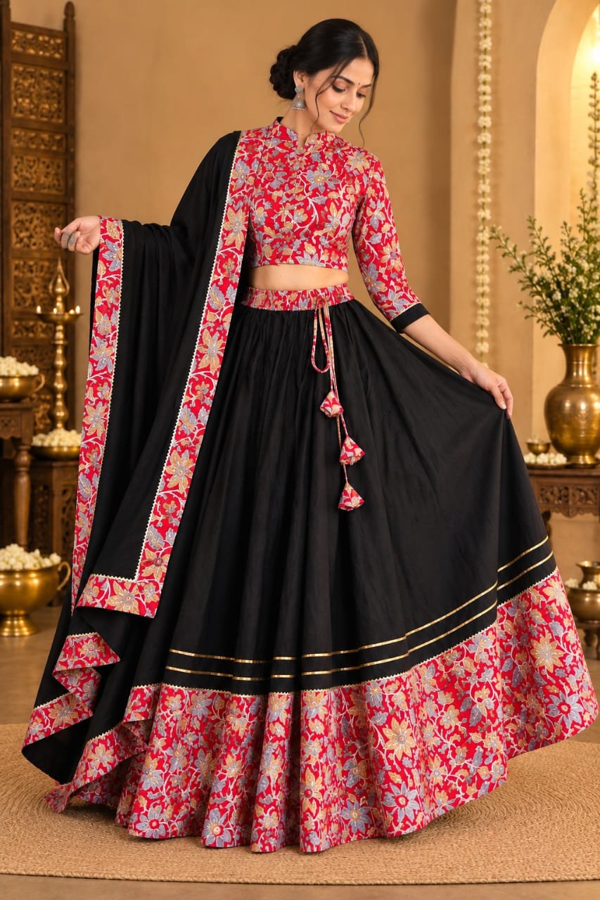 Cotton Printed Lehenga Choli Set